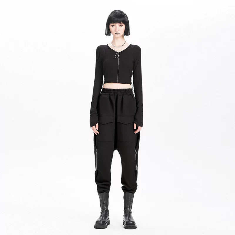 Lapargay elastic hem wide-leg casual pants 2026 spring new style women's design niche pants