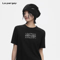 Lapargay  Lazy Stacked Hat Design with Distressed and Frayed Details, Metal Logo Accent L78106003X