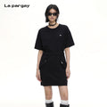 Lapargay Utility-Style Waist-Nipping Dress, Pocket and Zipper Design, Versatile for Any Occasion L69209021C
