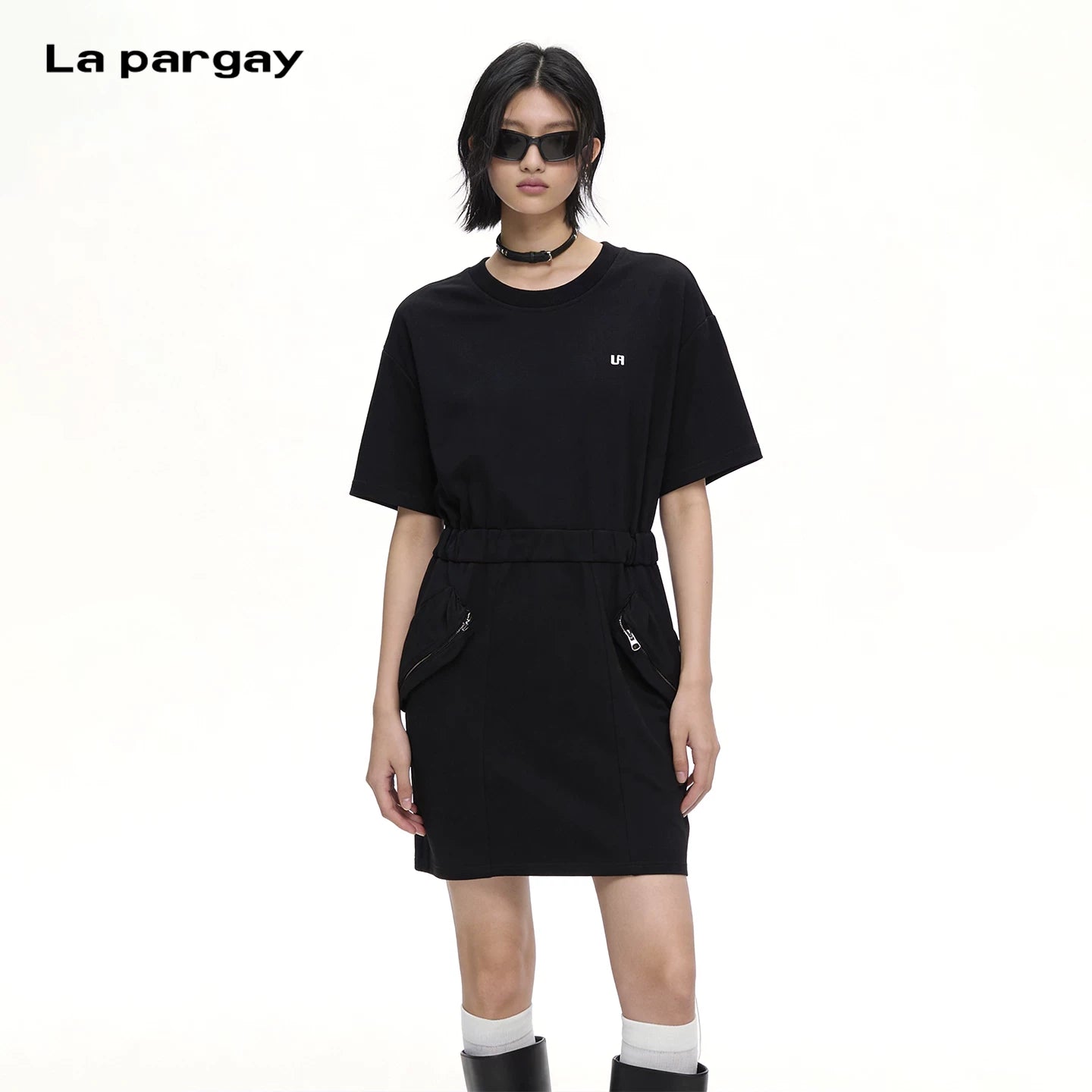 Lapargay Utility-Style Waist-Nipping Dress, Pocket and Zipper Design, Versatile for Any Occasion L69209021C