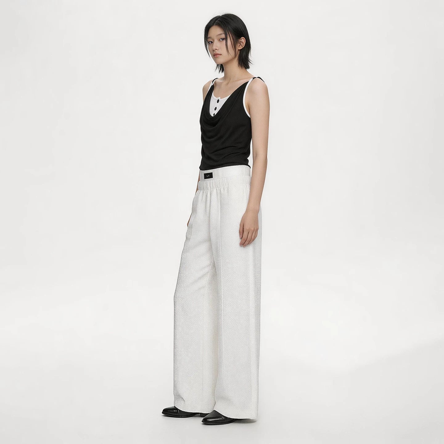 Lapargay Elastic Waist Casual Wide Leg Pants for Women 2026 Spring New Design High Waist Trendy Straight Trousers