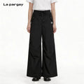 Lapargay cargo wide-leg pants high waist drawstring three-dimensional cut slimming and fits all body types L75302803V