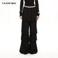 Lapargay Fake Two-Piece Skirt Pants Design Layered Flared High Waist Elastic Waistband L75202604V