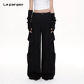 Lapargay  High-Waisted Cargo Casual Pants with Multi-Layer Pocket, Loose Flattering Wide Leg L78102610V