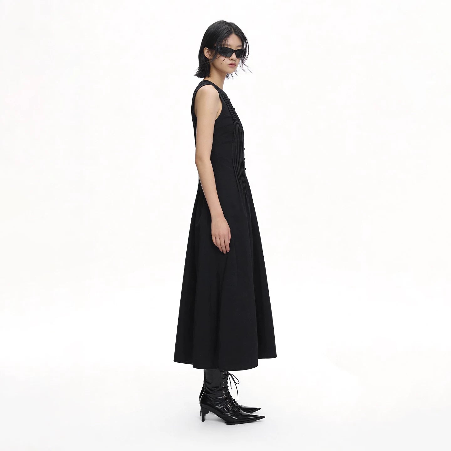 Lapargay Commuter-style Vest Dress with High-waist Pleated Design Suitable for Multiple Scenarios L75209016C