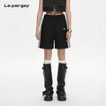 Lapargay High-Waist Waffle Mid Shorts Side Double Stripe Casual and Flattering L69302304V
