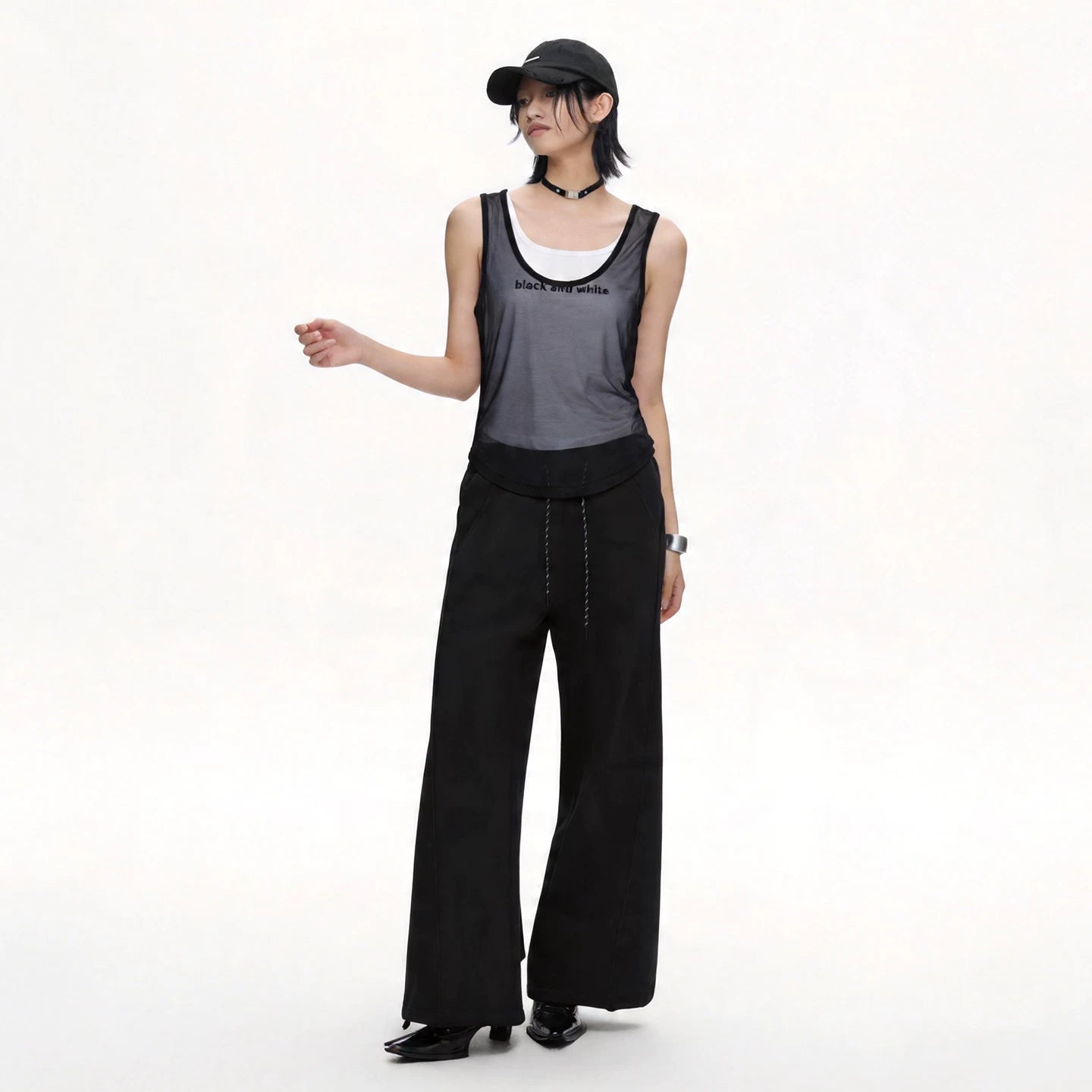 Lapargay faux two-piece layered design mesh breathable no sweat slimming sports vest