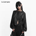 Lapargay Outdoor Functional Short Jacket Dark Lightweight Top Outdoor Style L78101217V