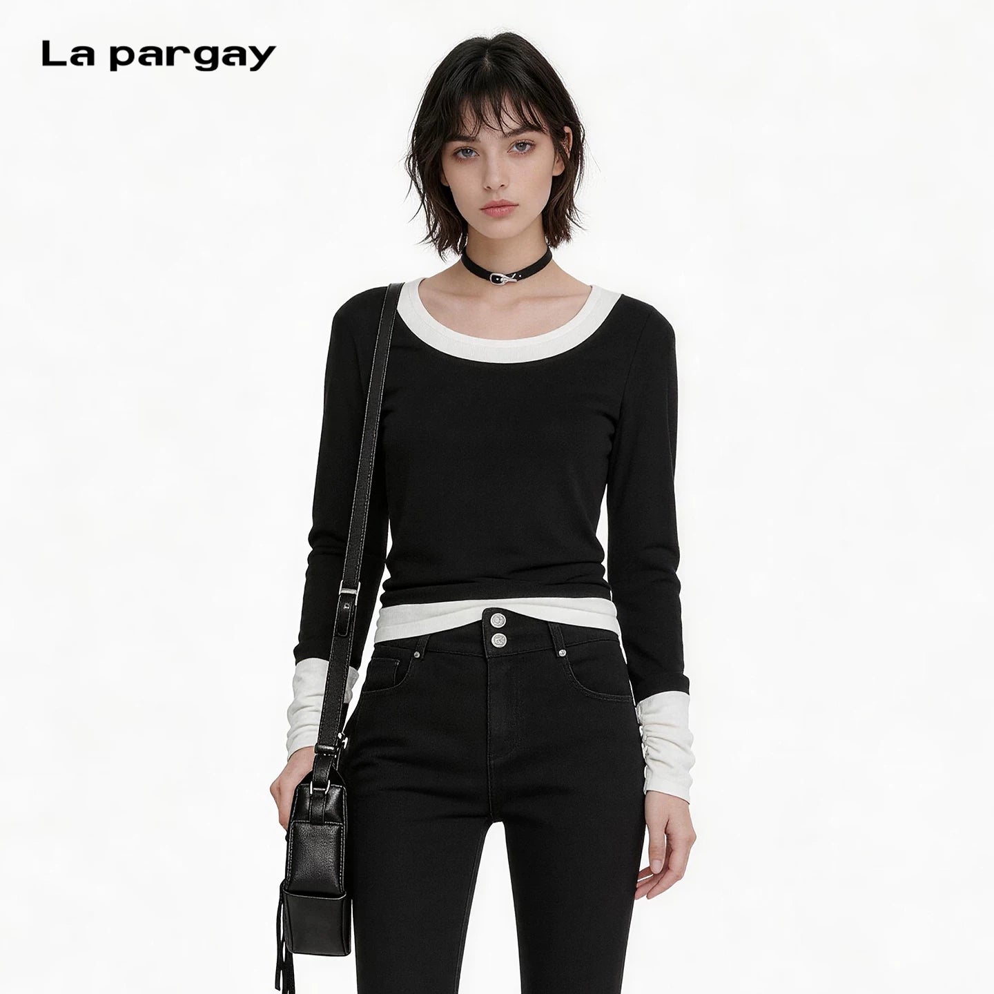 Lapargay Contrast Two-Piece T-Shirt Slim Fit Skin-Friendly Breathable L75300302C