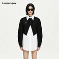 Lapargay Contrast Layering Shirt Asymmetric Cut Light Mature Style L75101982C