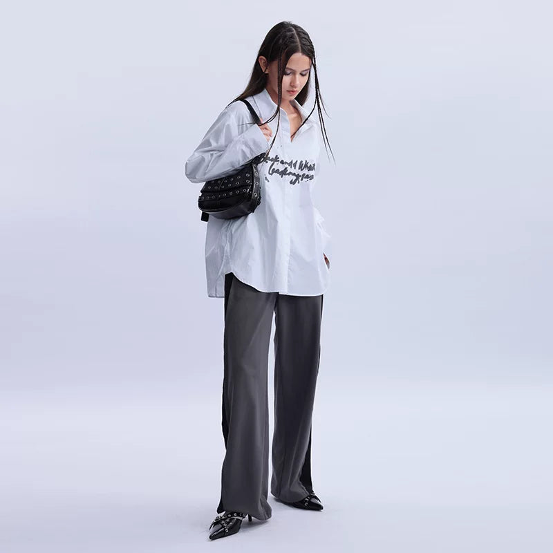 Lapargay straight long casual pants 2026 new women's personality fashion design pants