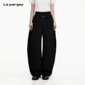 Lapargay High street curved wide-leg pants drawstring elastic waist three-dimensional cutting L75302609C