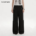 Lapargay Black and White Contrast Casual Pants High-Waist Drawstring Design Creates a Neat and Relaxed Look L69202801V