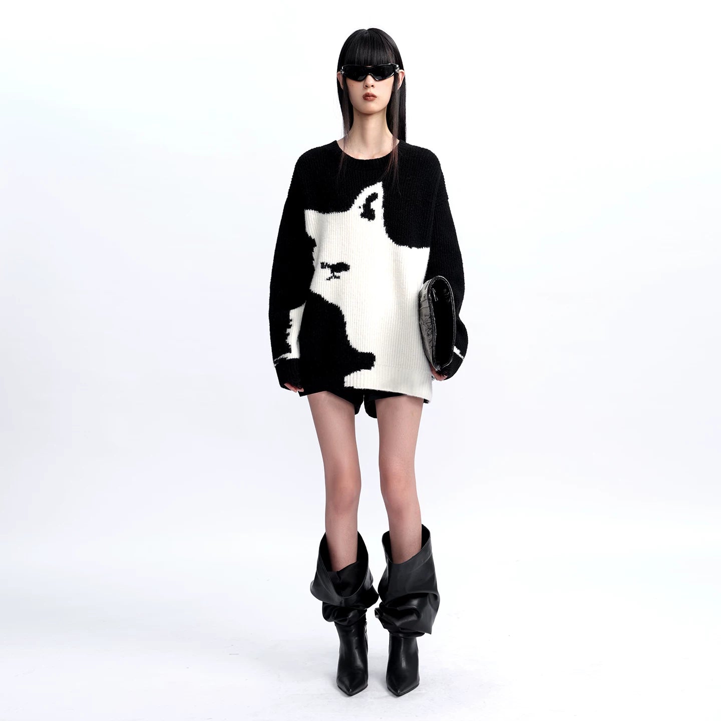 Lapargay 【Long Night】Contrast Color Alpaca Knit Sweater Excellent Warmth Retention L75408204V