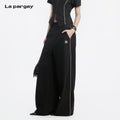 Lapargay  high-waisted wide-leg casual pants side white line trim drawstring hem design L78202801V