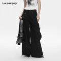 Lapargay dark style wide-leg casual pants, functional metal details, creating streetwear look L78202607V