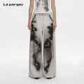 Lapargay hand-painted graffiti spray dye high waist drawstring adjustable wide-leg sweatpants L75202802V