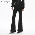 Lapargay Retro Light Luxury Casual Pants Exquisite Frayed Hem Slimming Flared Long Pants L78102611V
