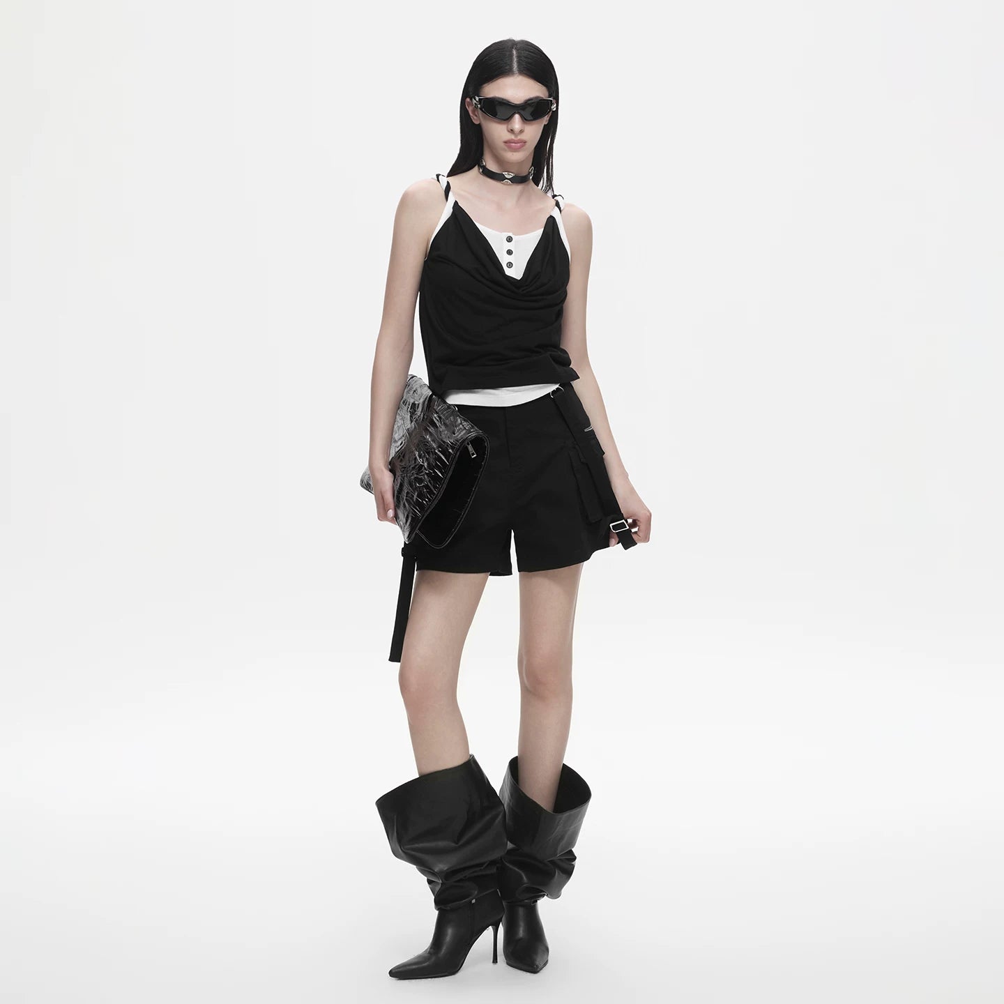 Lapargay Two-layer Camisole T-shirt Twisted Strap Slimming Layering Top L78200104C