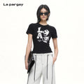 Lapargay American Hot Girl Style Slim Short Design Height-Enhancing and Slimming Printed T-Shirt L75200222C