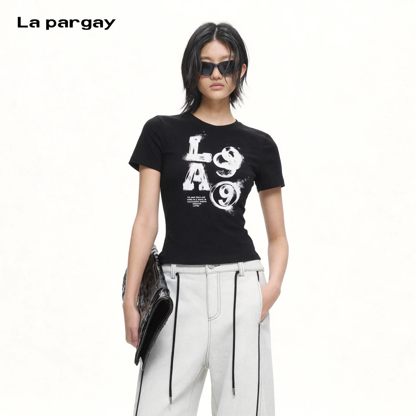 Lapargay American Hot Girl Style Slim Short Design Height-Enhancing and Slimming Printed T-Shirt L75200222C