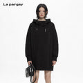 Lapargay Oversize Hoodie Dress with Asymmetric Hem, 3D Cutting L75409001V