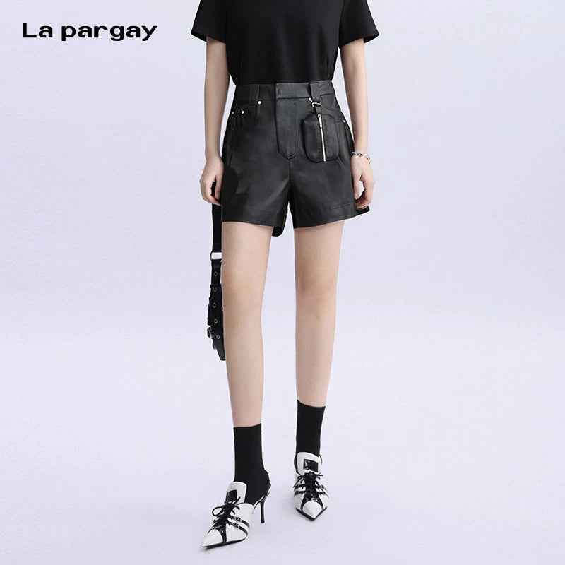 Lapargay Unique Coated Hot Shorts, New Fashionable Trendy Casual Pants, High-waist Straight Three-quarter Pants for Women