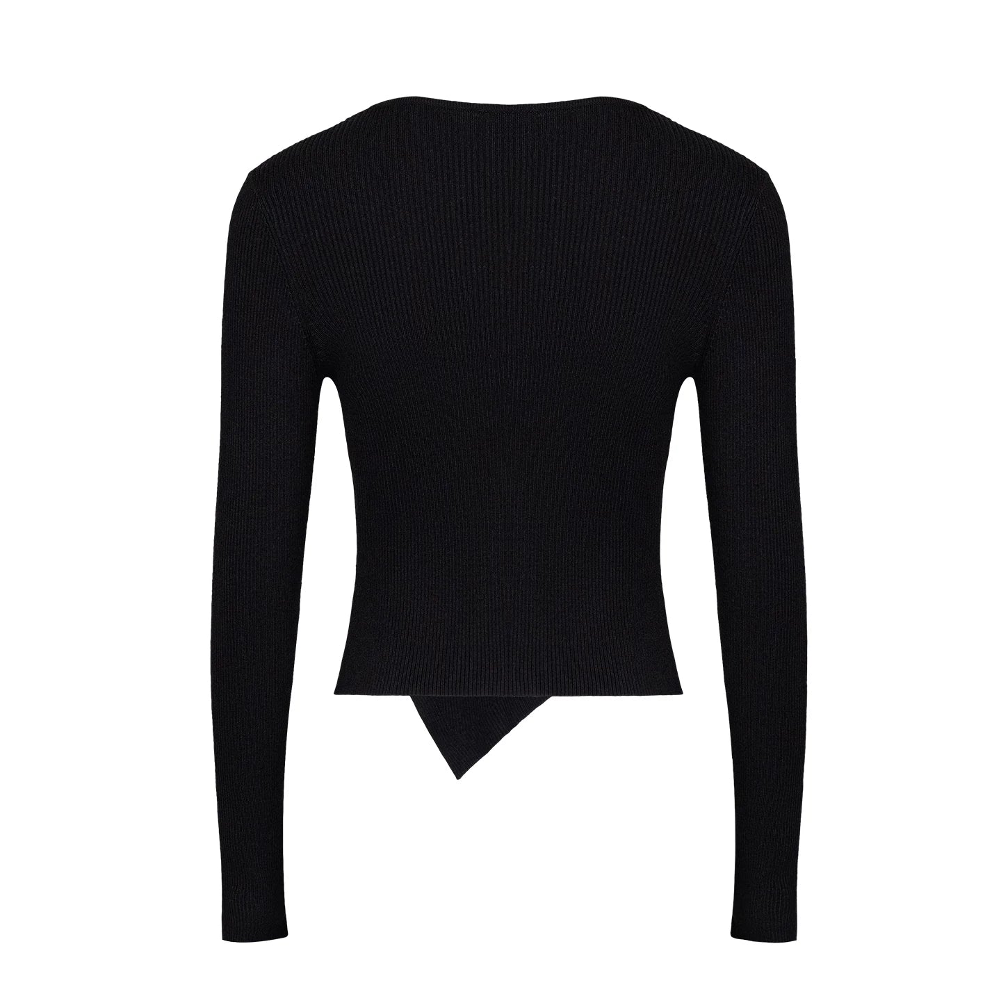 Lapargay Slim Striped Knit Top Square Neck Exposed Collarbone Asymmetric Hem L66308205C