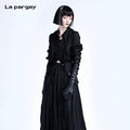 Lapargay Long Sleeve Shirt 2026 Spring New Women's Black Personality Fashion Top