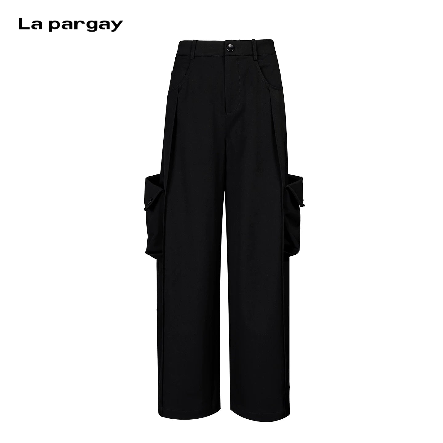 Lapargay Multi-Pocket Cargo Wide-Leg Pants High-Waist Design Clean and Draped L75402609V