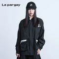 Lapargay transparent sense casual short jacket 2026 spring new women's black and white personality loose long-sleeved top