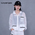 Lapargay Stand-collar Thin Sun-protection Jacket 2026 Spring New Women's Black White Personality Casual Long-sleeve Top