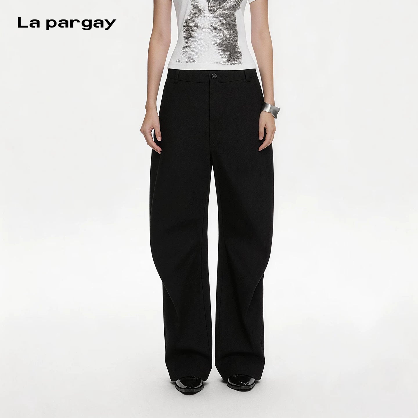 Lapargay tailored wide-leg pants, drapey fabric, high-waist, slimming and proportion-enhancing L75102618C