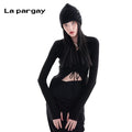 Lapargay Pullover Long-sleeve T-shirt 2026 New Women's Black Personality Fashion Casual Design Sense Top