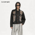 Lapargay Gradient wash denim jacket Retro vintage Single-breasted notched lapel L72101221S