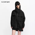 Lapargay Three-dimensional large pocket outdoor short jacket, techwear style, high neck hoodie design L75301202