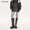 Lapargay A-Line Leather Skirt with 3D Pocket Design Slimming and Hip-Covering Fit L69109207V
