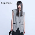 Lapargay Small checkered color-block sleeveless vest 2026 spring new women's personality fashion casual loose top