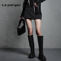 Lapargay High Waist Short Skirt 2026 Spring New Women's Black Personality Fashion Casual Niche Skirt
