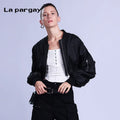 Lapargay Loose Short Long-Sleeve Jacket 2026 Spring New Women's Black Personality Casual Design Top