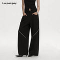 Lapargay Unisex Wide-Leg Pants 2026 New Personalized Design Zipper Patch Straight Leg Trendy Floor-Length Pants