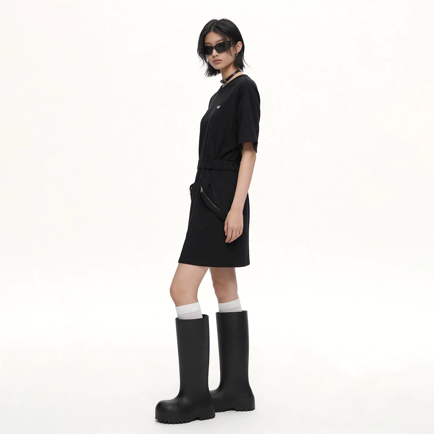 Lapargay Utility-Style Waist-Nipping Dress, Pocket and Zipper Design, Versatile for Any Occasion L69209021C