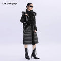 Lapargay Hooded Long Down Jacket Women 2026 New Personality Fashion Loose Long Sleeve Top