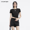 Lapargay Twisted Cropped T-Shirt Irregular Hem Hot Girl Slim Fit L72200222C