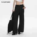 Lapargay  High-waist Wide-leg Pants with Dropped Waistband, Double Elastic Waist, Loose Trouser Legs Versatile L78102804C
