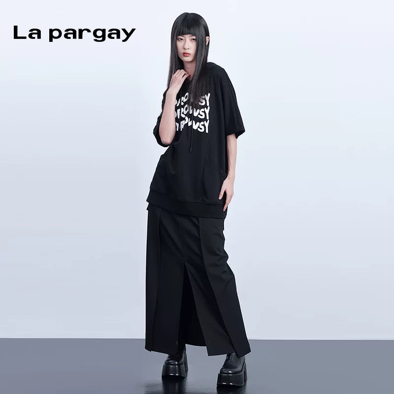 Lapargay irregular loose hooded pullover sweatshirt 2026 spring new women's personality fashion casual top
