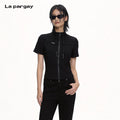 Lapargay Functional Drawstring Short Jacket with Full Zip Stand Collar and Streamlined Fit L78201910V