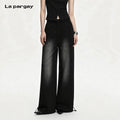Lapargay Washed Gradient Wide-leg Pants Elastic Drawstring Waist Adjustable Hem L75102804C