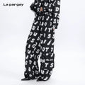 Lapargay 【A to Z】Letter Print Thin Wide-Leg Pants  Contrast L75302605V