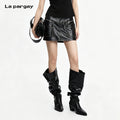 Lapargay Washed Distressed Mini Skirt Double Zip Decoration Functional Multi-Pocket Cargo Skirt L75109202V